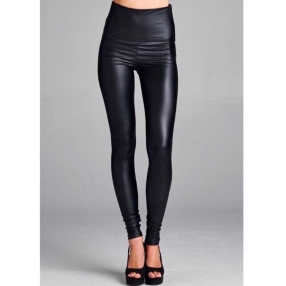 High Waisted Vegan Leather Leggings